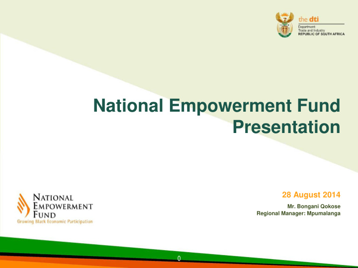 national empowerment fund presentation 28 august 2014 mr