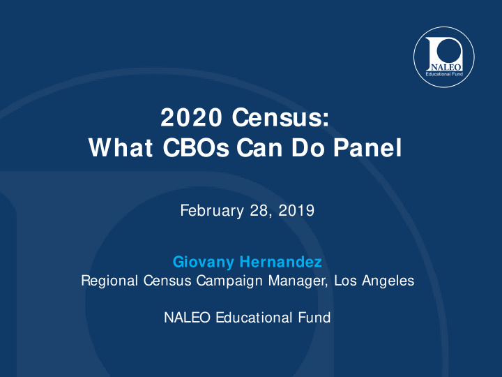 2020 census what cbos can do panel