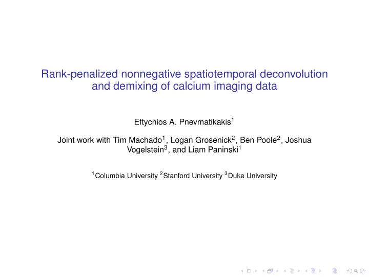 rank penalized nonnegative spatiotemporal deconvolution