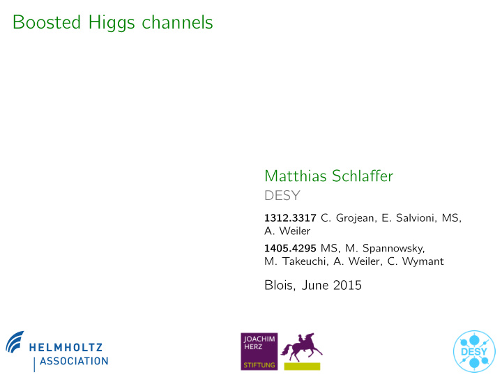 boosted higgs channels