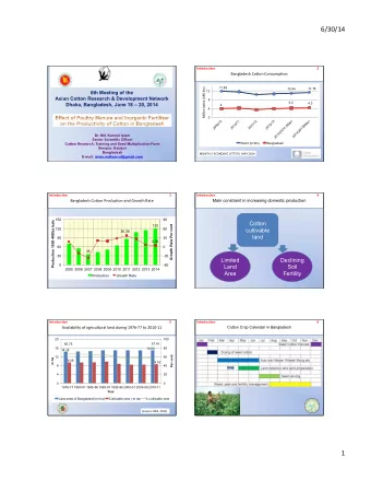 6/30/14    Introduction  2 Bangladesh  Co3on  Consump7on  Million bales (480 lbs)  11.89