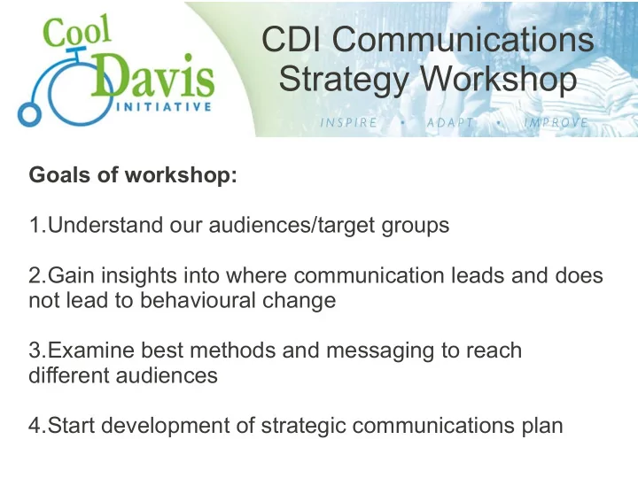 cdi communications strategy workshop