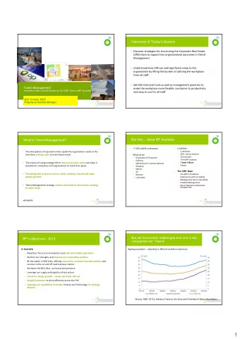 1  Challenges in Australia - Talent  Challenges in Australia - Talent  New mix of gender