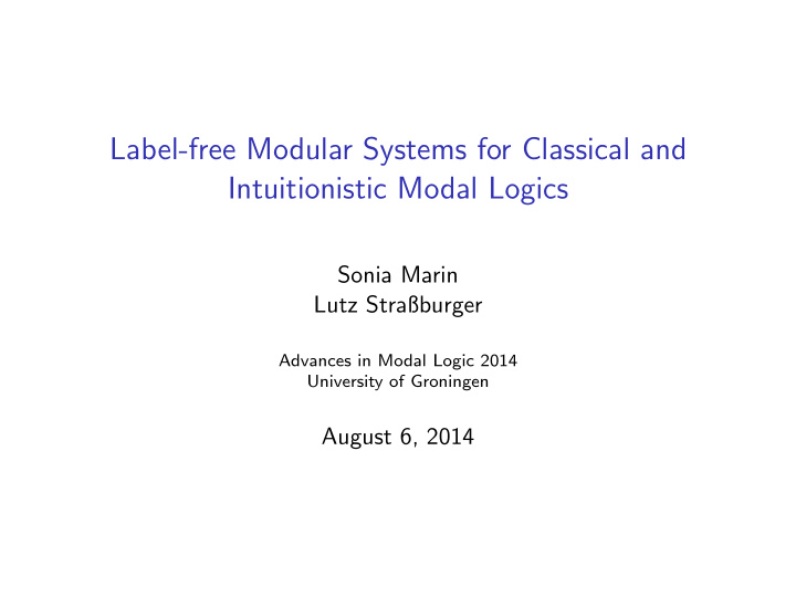 label free modular systems for classical and