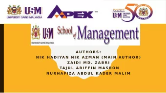 A U T H O R S :  N I K  H A D I YA N  N I K  A Z M A N  ( M A I N  A U T H O R )  Z A I D I  M D .