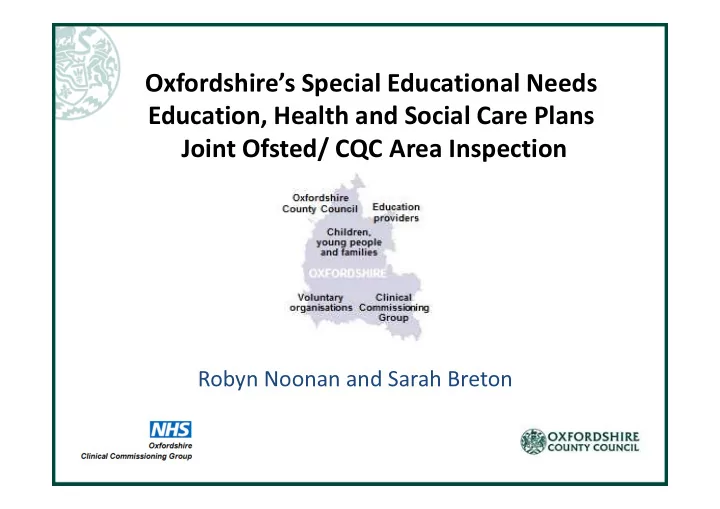 oxfordshire s special educational needs education health