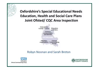Oxfordshires Special Educational Needs  Education, Health and Social Care Plans  Joint Ofsted/