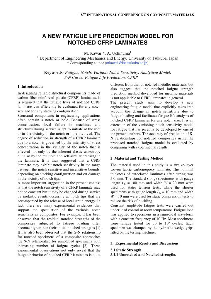 a new fatigue life prediction model for notched cfrp