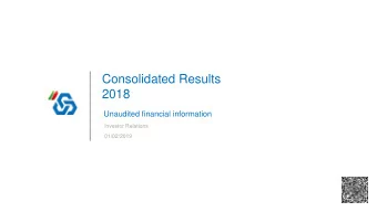 2018  Unaudited financial information  Investor Relations  01/02/2019  Agenda  1  Highlights  2