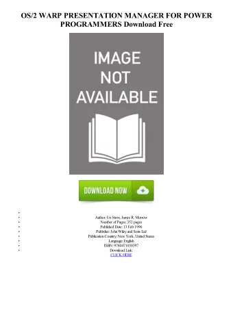 OS/2 WARP PRESENTATION MANAGER FOR POWER  PROGRAMMERS Download Free  Author: Uri Stern, James R.