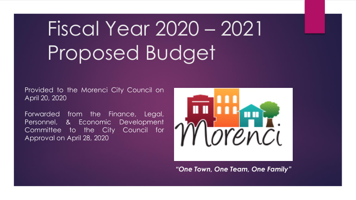 fiscal year 2020 2021 proposed budget