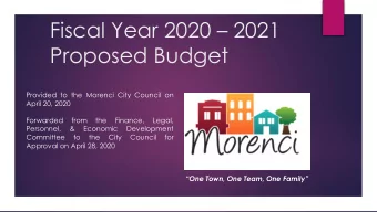 Fiscal Year 2020  2021  Proposed Budget  Provided to the Morenci City Council on  April 20, 2020
