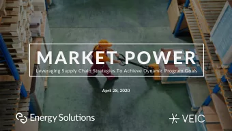 MARKET POWER  Leveraging Supply Chain Strategies To Achieve Dynamic Program Goals  April 28, 2020