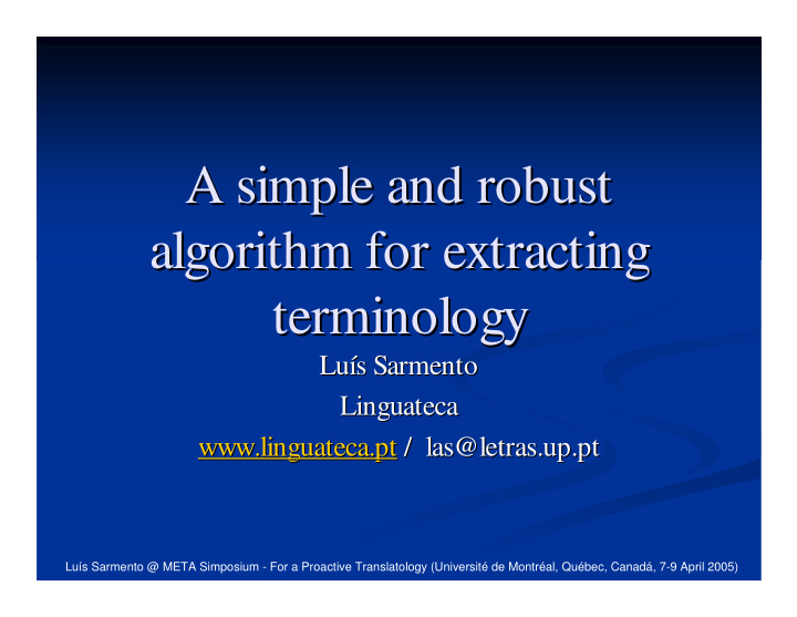 a simple and robust a simple and robust algorithm for