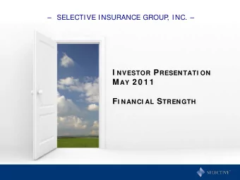 M AY 2 0 1 1 F I NANCI AL S TRENGTH  Financial  Pricing  Personal  Prepared for  Com m ercial