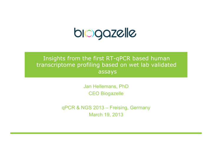 insights from the first rt qpcr based human transcriptome