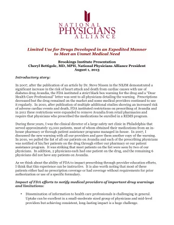Limited Use for Drugs Developed in an Expedited Manner  to Meet an Unmet Medical Need  Brookings