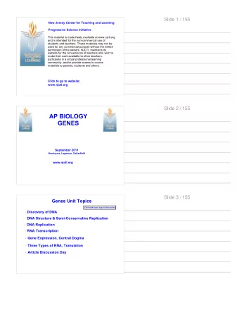 AP BIOLOGY  GENES  September 2011  Henriquez, Lageman, Satterfield  www.njctl.org  Slide 3 / 155