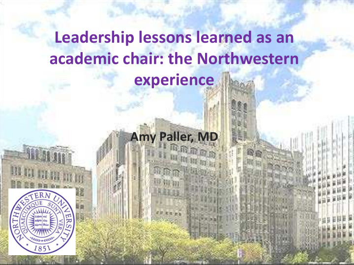 leadership lessons learned as an academic chair the