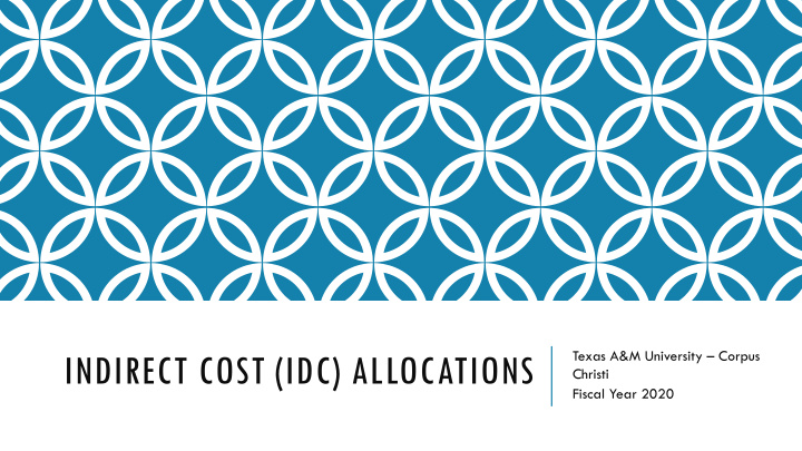 indirect cost idc allocations