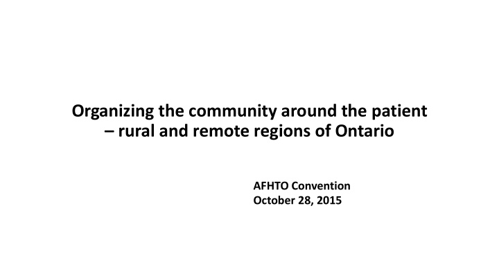 rural and remote regions of ontario