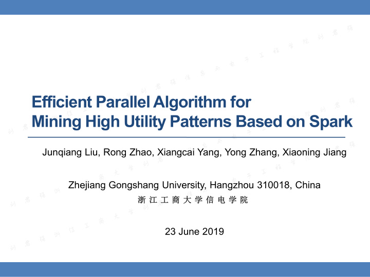 efficient parallel algorithm for mining high utility