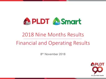2018 Nine Months Results  Financial and Operating Results 8 th November 2018  PLDT Group: 9M18 vs