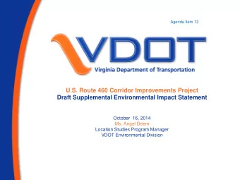 U.S. Route 460 Corridor Improvements Project  Draft Supplemental Environmental Impact Statement