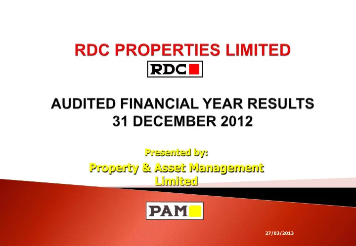 27 03 2013 year end re results s highli lights ghts proje