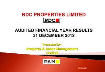 27/03/2013  Year end Re  Results s  Highli  lights  ghts  Proje  jects  cts and Market  t