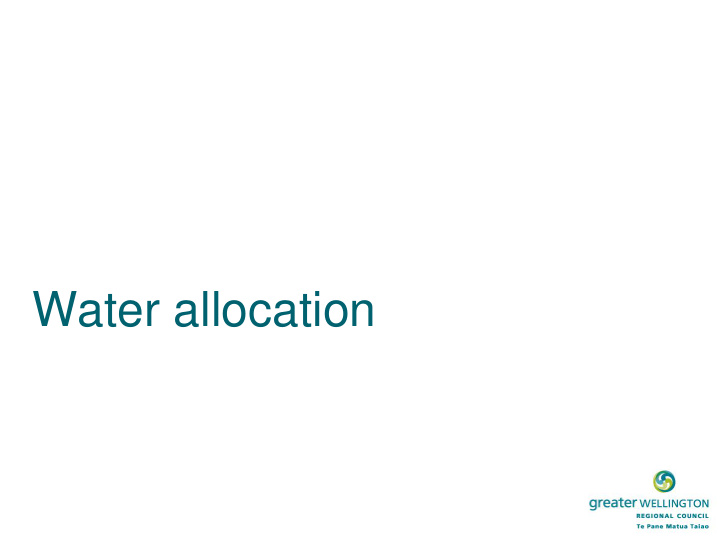 water allocation order of presentations