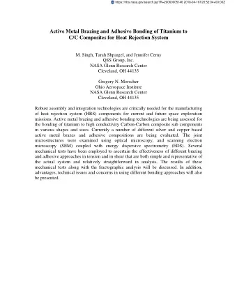 Active Metal Brazing and Adhesive Bonding of Titanium to  C/C Composites for Heat Rejection System