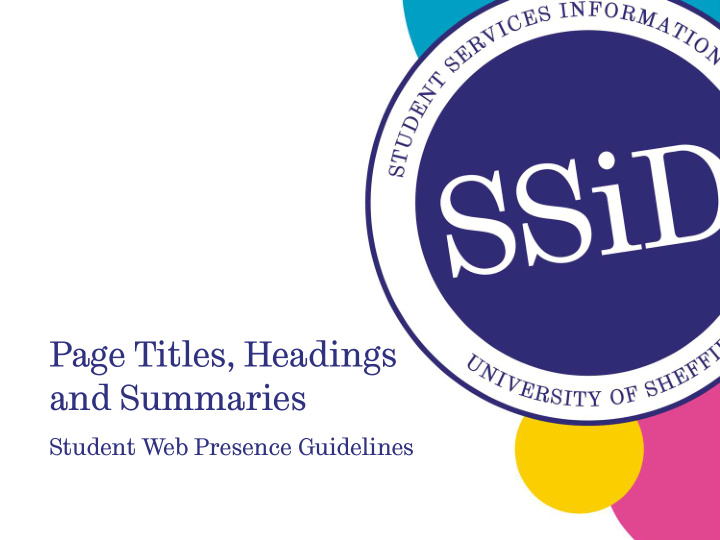 page titles headings and summaries