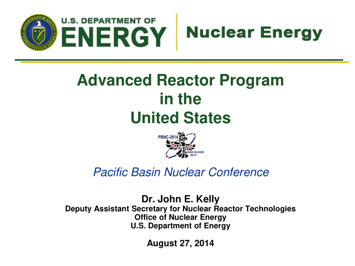 advanced reactor program in the united states