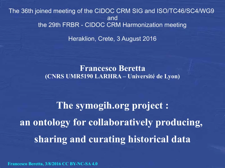 the symogih org project an ontology for collaboratively