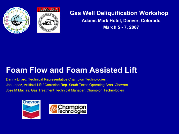 foam flow and foam assisted lift