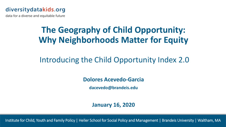 the geography of child opportunity why neighborhoods