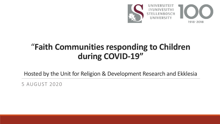 faith communities responding to children during covid 19