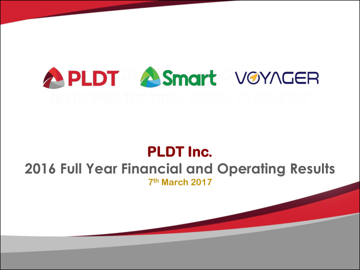 2016 full year financial and operating results