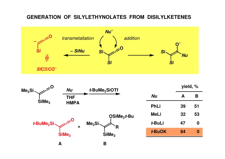 generation of silylethynolates from disilylketenes