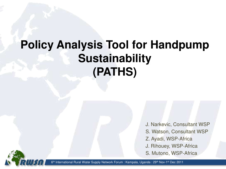 policy analysis tool for handpump