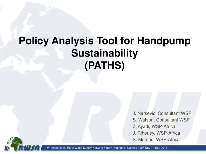 policy analysis tool for handpump