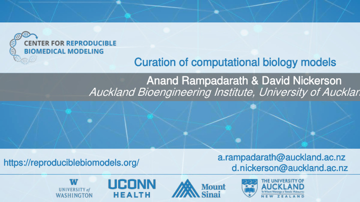 curation of computational biology models curation of