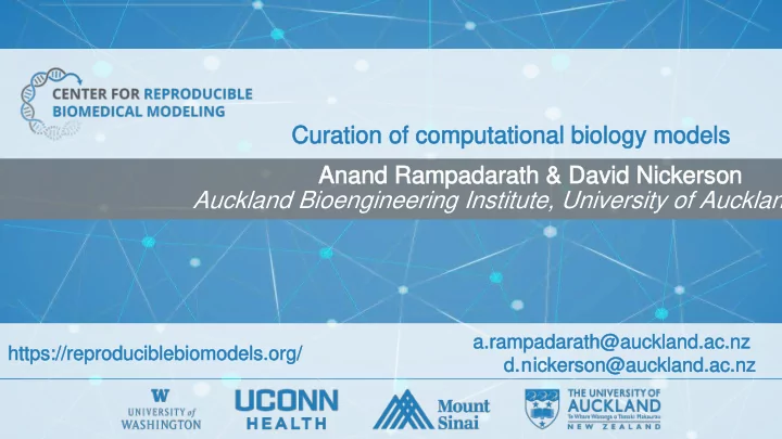 curation of computational biology models curation of