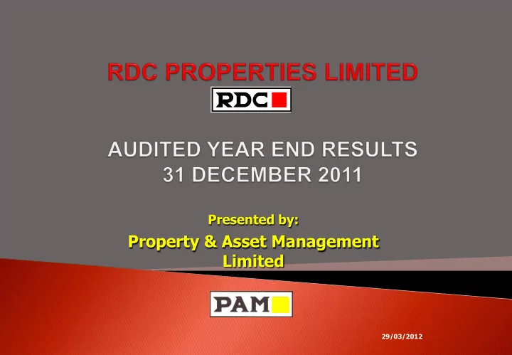 29 03 2012 year end re results s highli ligh ghts ts