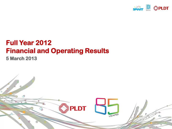 full l yea ear 20 2012 12 financial ancial an and oper