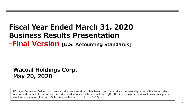 fiscal year ended march 31 2020 business results