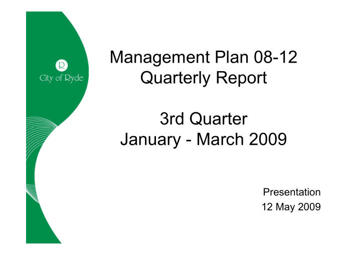 management plan 08 12 quarterly report 3rd quarter