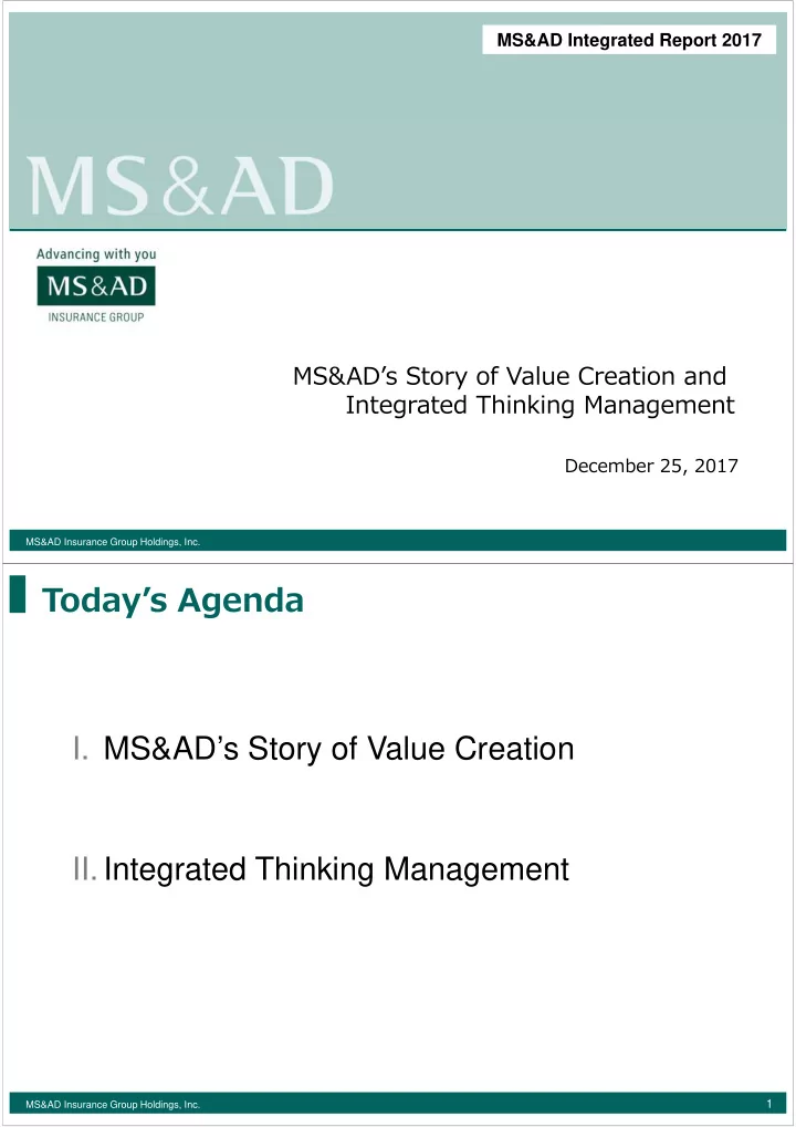 today s agenda i ms ad s story of value creation ii