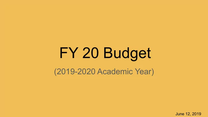 fy 20 budget